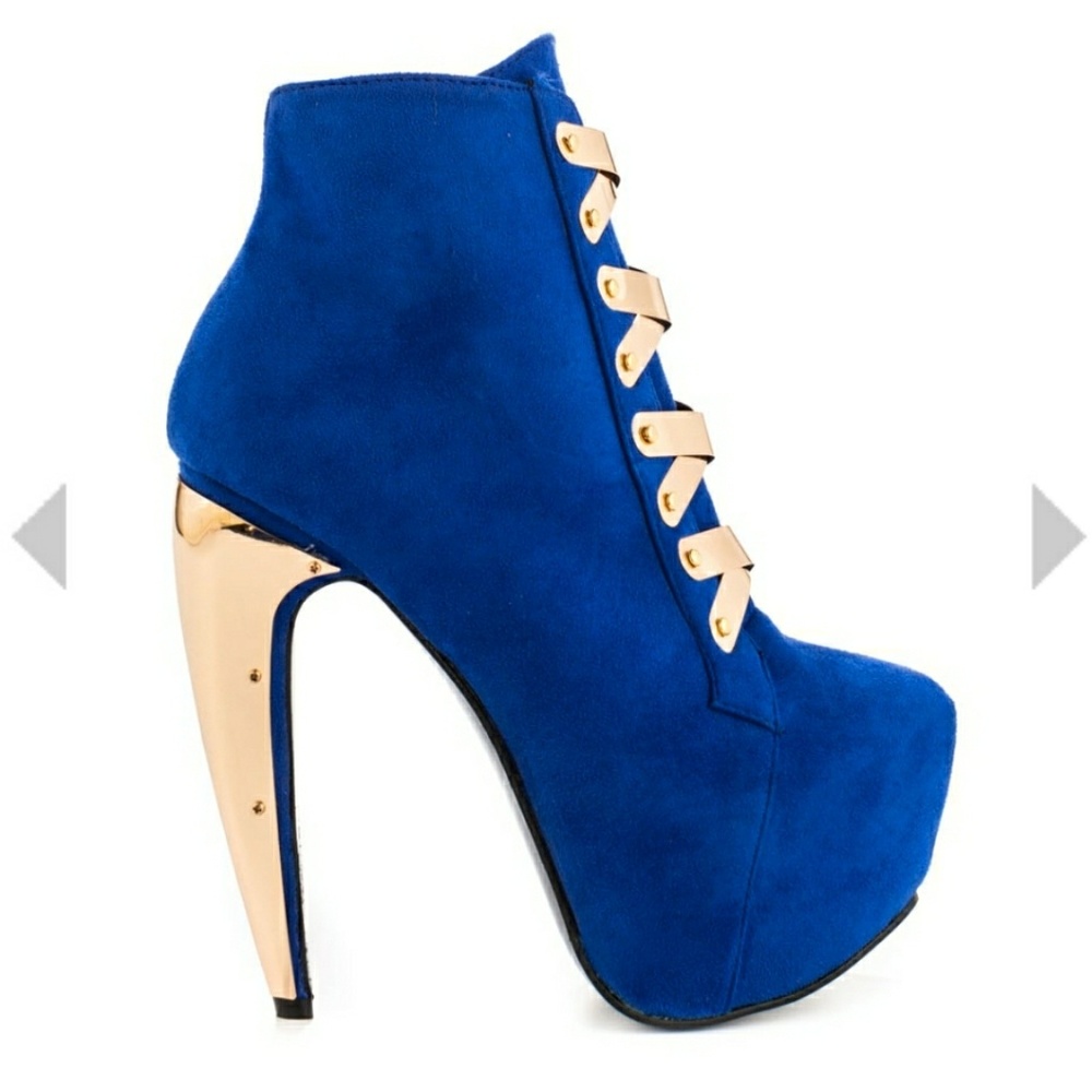 OFFER Royal blue and gold high heel booties/ boots